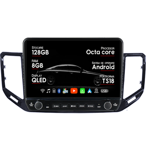 VW Atlas 2017+ - Navigatie dedicata Volkswagen Amarok 2012+ Tesla Style model 2024, Android, Carplay&Android Auto, 10 inch , 8+128GB, Internet, Aplicatii, Waze, GPS