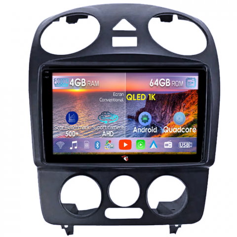 VW Beetle 1998 - 2011 - Navigatie dedicata Volkswagen Beetle 1998-2011, 4GB RAM 64GB ROM, Octacore, Android 14, Display QLED 1K 9", DSP, Carplay, Android Auto, Internet, Youtube, Waze, WIFI, Bluetooth