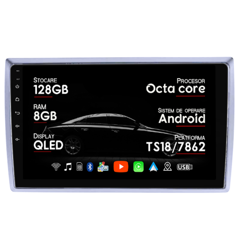 Beetle - Navigatie dedicata Volkswagen Beetle 2012-2018, 8GB RAM 128GB ROM, Octacore, Platforma TS18, Android 14, Display QLED 9”, Suporta camera 360º, DSP, Carplay&Android Auto, SIM 4G, Ventilator Activ