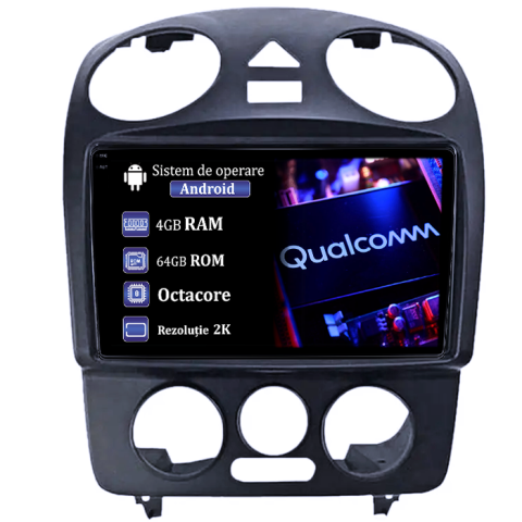 VW Beetle 1998 - 2011 - Navigatie dedicata Volkswagen Beetle, 4GB RAM 64GB ROM, Octacore Qualcomm, Display 9" QLED 2K, Carplay, Android 14, Bluetooth, Magazin Play, Suport Camere AHD