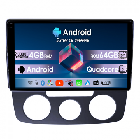 Navigatii Dedicate - Navigatie dedicata Volkswagen Bora 2008-2012, 4GB RAM 64GB ROM, Quad Core, Display 10" QLED 1K, Carplay, Android 14, Bluetooth, Magazin Play, Suport Camere AHD