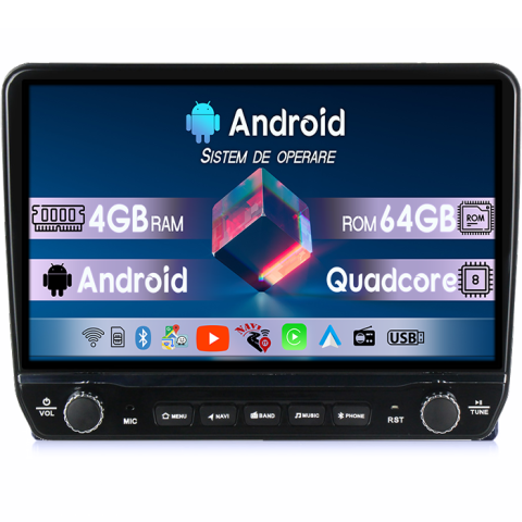 Fox 2003-2016 - Navigatie dedicata Volkswagen Fox 2003-2016 Tesla cu butoane rotative model 2024, 4GB RAM 64GB ROM, Procesor Quadcore, Android 14, Display QLED 10", DSP, Carplay&Android Auto