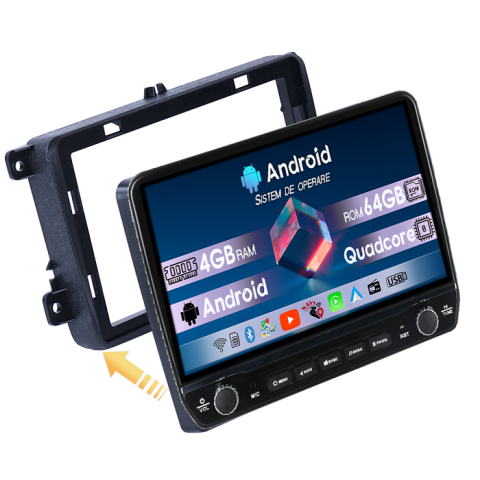 Navigatii Dedicate - Navigatie dedicata Volkswagen Golf 5 2004-2010 Tesla cu butoane rotative model 2024, 4GB RAM 64GB ROM, Procesor Quadcore, Android 14, Display QLED 10", DSP, Carplay&Android Auto