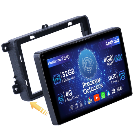 Golf 5 2004-2010 - Navigatie dedicata Volkswagen Golf 5 2004-2010, 4GB RAM 32GB ROM, Octacore, Android 14, Display QLED 1K 10", DSP, Carplay&Android Auto, SIM 4G, Bluetooth, Ventilator Activ