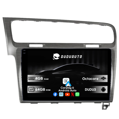 Navigatii Dedicate - Navigatie Dedicata Volkswagen Golf 7, Gri Sidefat DUDU3, 4GB RAM 64GB ROM, Octacore, Platforma 8581, Android, Display QLED 9", DSP, Carplay&AndroidAuto