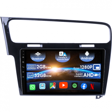 Golf 7 (2013-Prezent) - (Resigilata) Navigatie dedicata Volkswagen Golf 7, Black, 2GB RAM 32GB ROM, Quad Core, Display 10" IPS Full HD, Carplay, Android 14, Bluetooth, Magazin Play, Suport camere AHD