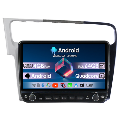 Golf 7 (2013-Prezent) - Navigatie dedicata Volkswagen Golf 7 Tesla cu butoane rotative model 2024, 4GB RAM 64GB ROM, Procesor Quadcore, Android 14, Display QLED 10", DSP, Carplay&Android Auto