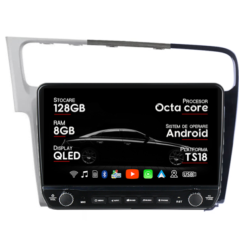Golf 7 (2013-Prezent) - Navigatie dedicata Volkswagen Golf 7 Tesla Style model 2024, Android, Carplay&Android Auto, 10 inch , 8+128GB, Internet, Aplicatii, Waze, GPS