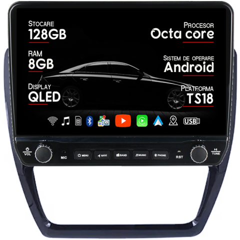 Navigatii Dedicate - Navigatie dedicata Volkswagen Jetta 2011-2018 Tesla Style model 2024, Android, Carplay&Android Auto, 10 inch , 8+128GB, Internet, Aplicatii, Waze, GPS