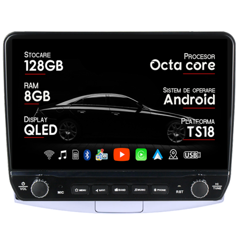 Navigatii Dedicate - Navigatie dedicata VW Passat B6/B7/CC Gri Tesla Style model 2024, Android, Carplay&Android Auto, 10 inch , 8+128GB, Internet, Aplicatii, Waze, GPS
