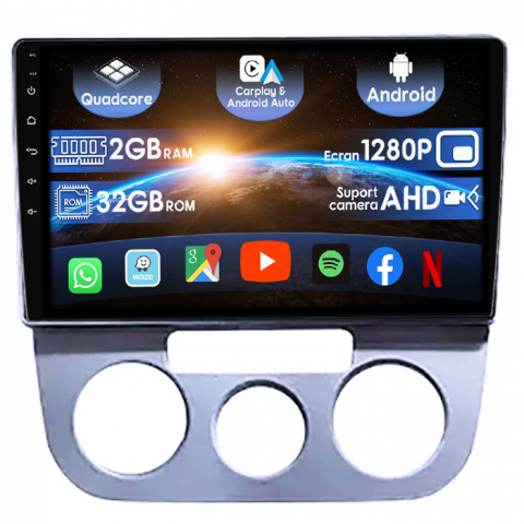 Volkswagen - (Resigilata) Navigatie dedicata Volkswagen Jetta 5 2005-2010, 2GB RAM 32GB ROM, Quad Core, Display 9" IPS Full HD, Carplay, Android 14, Bluetooth, Magazin Play, Suport camere AHD