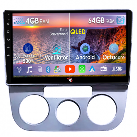 Jetta 5 2005-2010 - Navigatie dedicata Volkswagen Jetta 5 2005-2010, 4GB RAM 64GB ROM, Octacore, Android 14, Display QLED 9", DSP, Carplay, Android Auto, Internet, Youtube, Waze, WIFI, Bluetooth