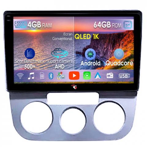 Jetta 5 2005-2010 - Navigatie dedicata Volkswagen Jetta 5 2005-2010, 4GB RAM 64GB ROM, Octacore, Android 14, Display QLED 1K 9", DSP, Carplay, Android Auto, Internet, Youtube, Waze, WIFI, Bluetooth