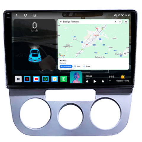 Navigatie dedicata Volkswagen Jetta 5 2005-2010, 4GB RAM 64GB ROM, Procesor Qualcomm Octacore, Android 14, Rezolutie 2K, Display QLED 9", DSP, Carplay&Android Auto, SIM 4G [1]