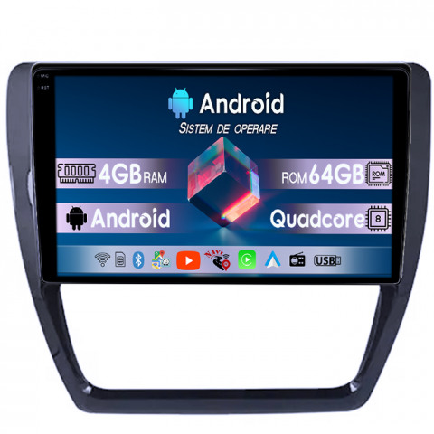 Jetta IV 2011 - 2018 - Navigatie dedicata Volkswagen Jetta IV 2011-2018, 4GB RAM 64GB ROM, Quad Core, Display 9" QLED 1K, Carplay, Android 14, Bluetooth, Magazin Play, Suport Camere AHD