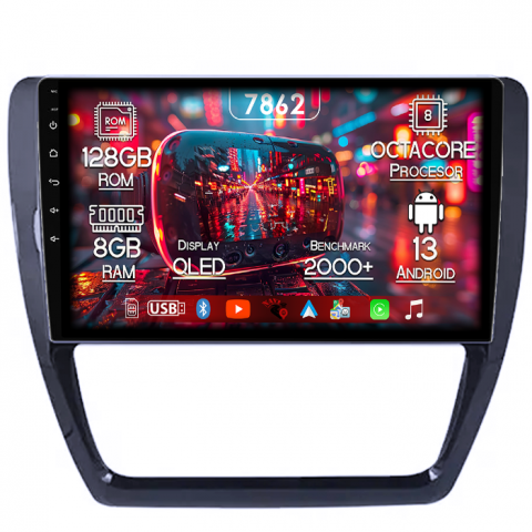 Jetta IV 2011 - 2018 - Navigatie dedicata Volkswagen Jetta IV 2011 - 2018, 8GB RAM 128GB ROM, Octacore, Platforma 7862,Android 14, Display QLED 9”, Suporta camera 360º, DSP, Carplay&Android Auto, SIM 4G, Ventilator Activ