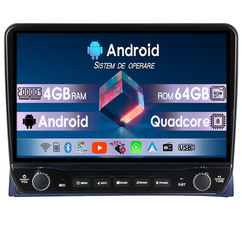 Navigatii Dedicate - Navigatie dedicata Volkswagen Multivan T5 2003-2015 Tesla cu butoane rotative model 2024, 4GB RAM 64GB ROM, Procesor Quadcore, Android 14, Display QLED 10", DSP, Carplay&Android Auto