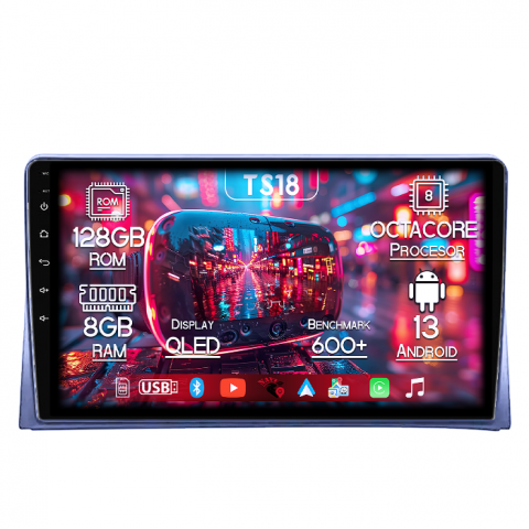 Volkswagen - Navigatie dedicata Volkswagen Matvey 2008-2015, 8GB RAM 128GB ROM, Octacore, Platforma TS18, Android 14, Display QLED 9”, Suporta camera 360º, DSP, Carplay&Android Auto, SIM 4G, Ventilator Activ