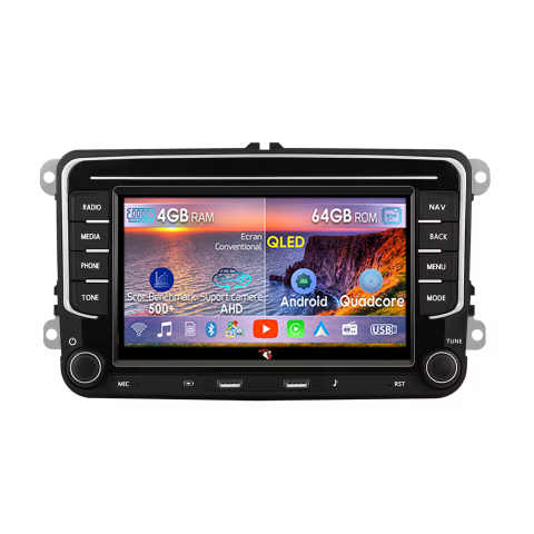 Jetta 2013-2017 - Navigatie dedicata Volkswagen cu USB Frontale, model 2023, 4GB RAM 64GB ROM, Quadcore, Android 14, Display QLED 7", DSP, Carplay&Android Auto, Suport camere AHD