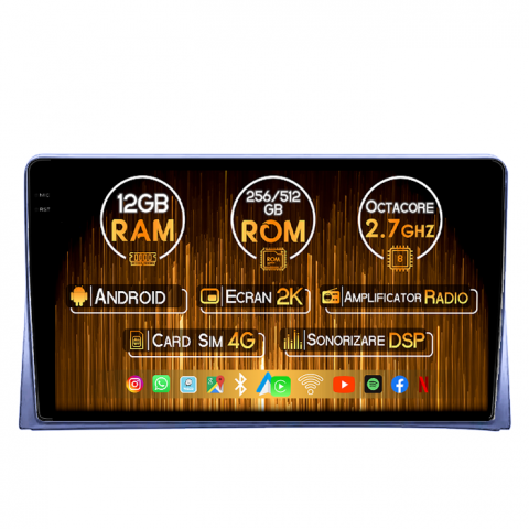 Volkswagen - Navigatie dedicata Volkswagen Multivan 2003-2015, 12GB RAM 256GB ROM, Android 14, Rezolutie 2K, Display QLED, 9", DSP, Carplay, Android Auto, Internet, Youtube, Waze, Wi Fi, USB