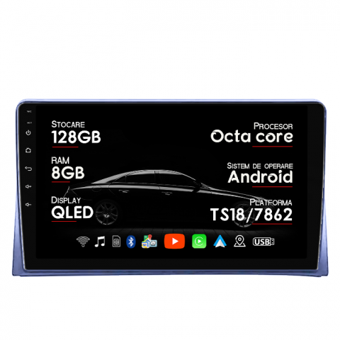 Volkswagen - Navigatie dedicata Volkswagen Multivan 2003-2015, 8GB RAM 128GB ROM, Octacore, Platforma TS18, Android 14, Display QLED 9”, Suporta camera 360º, DSP, Carplay&Android Auto, SIM 4G, Ventilator Activ