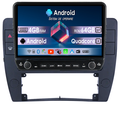 Navigatii Dedicate - Navigatie dedicata Volkswagen Passat B5 2000-2005 Tesla cu butoane rotative model 2024, 4GB RAM 64GB ROM, Procesor Quadcore, Android 14, Display QLED 10", DSP, Carplay&Android Auto