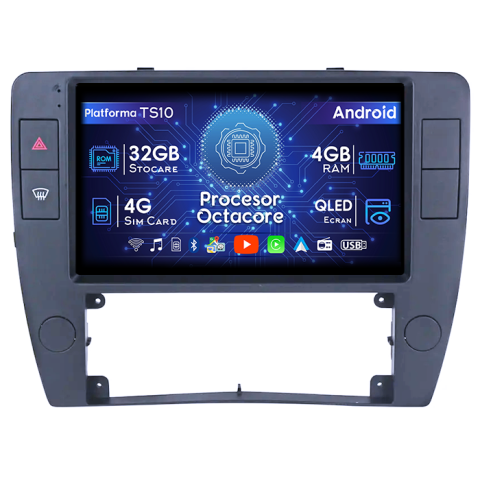 Passat B5 2000-2005 - Navigatie dedicata Volkswagen Passat B5 2000-2005, 4GB RAM 32GB ROM, Octacore, Android 14, Display QLED 1K 9", DSP, Carplay&Android Auto, SIM 4G, Bluetooth, Ventilator Activ