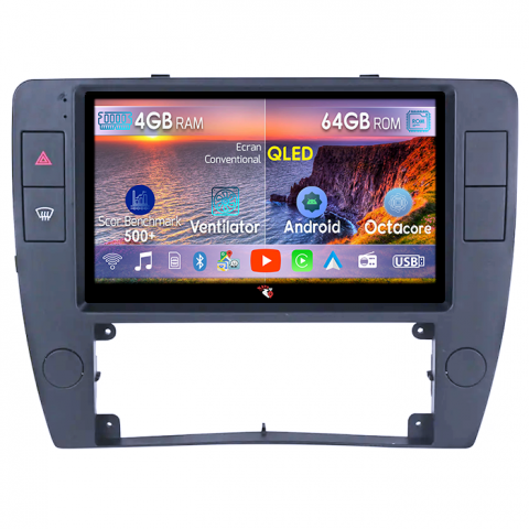Passat B5 2000-2005 - Navigatie dedicata Volkswagen Passat B5 2000-2005 , 4GB RAM 64GB ROM, Octacore, Android 14, Display QLED 9", DSP, Carplay, Android Auto, Internet, Youtube, Waze, WIFI, Bluetooth