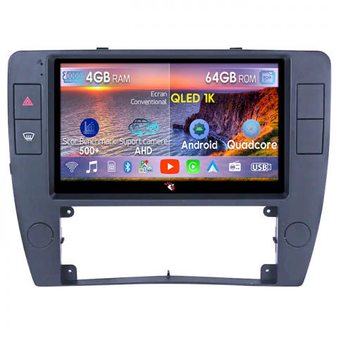 Passat B5 2000-2005 - Navigatie dedicata Volkswagen Passat B5 2000-2005 , 4GB RAM 64GB ROM, Octacore, Android 14, Display QLED 1K 9", DSP, Carplay, Android Auto, Internet, Youtube, Waze, WIFI, Bluetooth