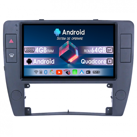 Volkswagen - Navigatie dedicata Volkswagen Passat B5 2000-2005, 4GB RAM 64GB ROM, Quadcore, Android 14, Display QLED 1K, 9", DSP, Carplay&Android Auto, , Suport Camere AHD
