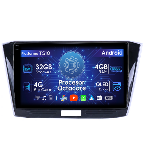 Passat B8 2015-2018 - Navigatie dedicata Volkswagen Passat B8 2015-2018, 4GB RAM 32GB ROM, Octacore, Android 14, Display QLED 1K 10", DSP, Carplay&Android Auto, SIM 4G, Bluetooth, Ventilator Activ