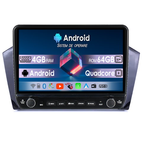 Navigatii Dedicate - Navigatie dedicata Volkswagen Passat B8 2015-2018 Tesla cu butoane rotative model 2024, 4GB RAM 64GB ROM, Procesor Quadcore, Android 14, Display QLED 10", DSP, Carplay&Android Auto