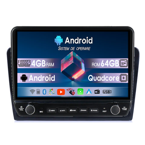 Navigatii Dedicate - Navigatie dedicata Volkswagen Santana 2013-2017 Tesla cu butoane rotative model 2024, 4GB RAM 64GB ROM, Procesor Quadcore, Android 14, Display QLED 10", DSP, Carplay&Android Auto