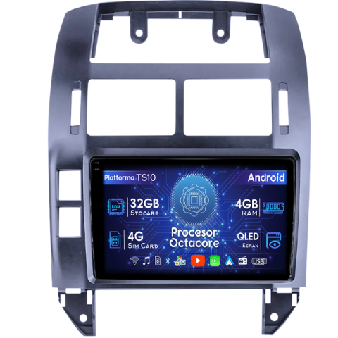 Polo Mk4 2004-2009 - Navigatie dedicata Volkswagen Polo Mk4 2004-2009, 4GB RAM 32GB ROM, Octacore, Android 14, Display QLED 1K 9", DSP, Carplay&Android Auto, SIM 4G, Bluetooth, Ventilator Activ