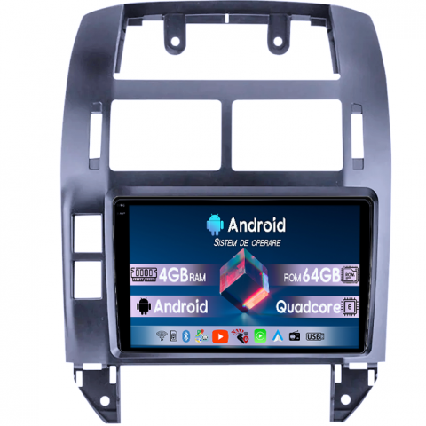 Polo Mk4 2004-2009 - Navigatie dedicata Volkswagen Polo Mk4 2004-2009, 4GB RAM 64GB ROM, Quad Core, Display 9" QLED 1K, Carplay, Android 14, Bluetooth, Magazin Play, Suport Camere AHD