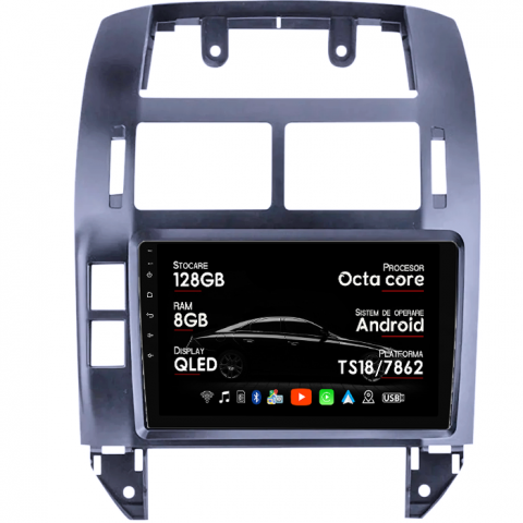 Polo Mk4 2004-2009 - Navigatie dedicata Volkswagen Polo Mk4 2004-2009, 8GB RAM 128GB ROM, Octacore, Platforma TS18, Android 14, Display QLED 9”, Suporta camera 360º, DSP, Carplay&Android Auto, SIM 4G, Ventilator Activ