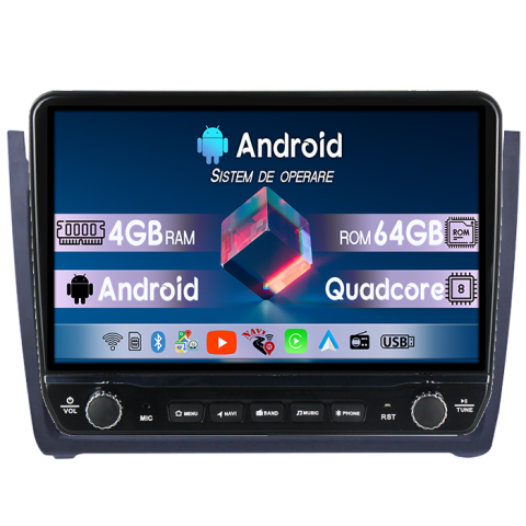 Navigatii Dedicate - Navigatie dedicata Volkswagen Polo 2010-2018 Tesla cu butoane rotative model 2024, 4GB RAM 64GB ROM, Procesor Quadcore, Android 14, Display QLED 10", DSP, Carplay&Android Auto