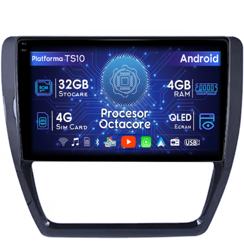 VW Sagitar 2006-2010 - Navigatie dedicata Volkswagen Sagitar 2006-2010, 4GB RAM 32GB ROM, Octacore, Android 14, Display QLED 1K 10", DSP, Carplay&Android Auto, SIM 4G, Bluetooth, Ventilator Activ