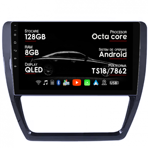 Volkswagen - Navigatie dedicata Volkswagen Sagitar, Jetta 2012-2015, 8GB RAM 128GB ROM, Octacore, Platforma TS18, Android 14, Display QLED 9”, Suporta camera 360º, DSP, Carplay&Android Auto, SIM 4G, Ventilator Act