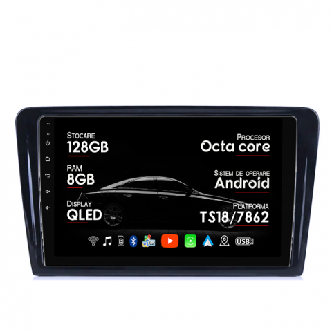 Volkswagen - Navigatie dedicata Volkswagen Santana 2013-2017, 8GB RAM 128GB ROM, Octacore, Platforma TS18, Android 14, Display QLED 9”, Suporta camera 360º, DSP, Carplay&Android Auto, SIM 4G, Ventilator Activ