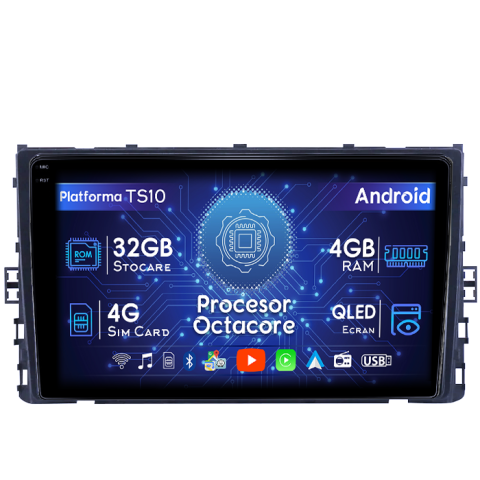Arteon 2017+ - Navigatie dedicata Volkswagen T6 2015+, Taigo, T-Roc, T-Cross, Caravelle, Arteon, 4GB RAM 32GB ROM, Octacore, Android 14, Display QLED 1K 9", DSP, Carplay&Android Auto, SIM 4G, Bluetooth, Ventilator A