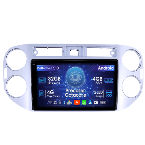 Navigatii Dedicate - Navigatie dedicata Volkswagen Tiguan 2007-2012, 4GB RAM 32GB ROM, Octacore, Android 14, Display QLED 1K 9", DSP, Carplay&Android Auto, SIM 4G, Bluetooth, Ventilator Activ