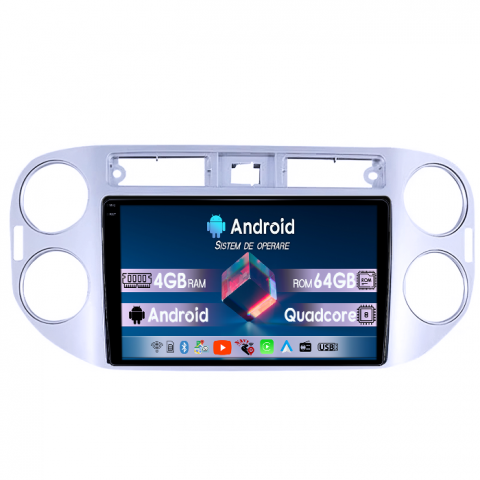 Volkswagen - Navigatie dedicata Volkswagen Tiguan 2007-2012, 4GB RAM 64GB ROM, Quad Core, Display 9" QLED 1K, Carplay, Android 14, Bluetooth, Magazin Play, Suport Camere AHD
