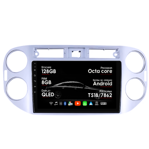 Navigatii Dedicate - Navigatie dedicata Volkswagen Tiguan 2007-2012, 8GB RAM 128GB ROM, Octacore, Platforma TS18, Android 14, Display QLED 1K 9”, Suporta camera 360º, DSP, Carplay&Android Auto, SIM 4G, Ventilator Activ