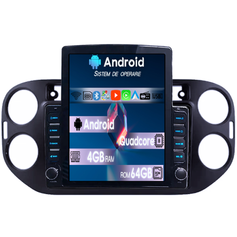 Navigatii Dedicate - Navigatie dedicata Volkswagen Tiguan 2007-2012 Tesla Style, 4GB RAM 64GB ROM, Procesor Quadcore, Android 14, Display QLED 9.7", DSP, Carplay&Android Auto