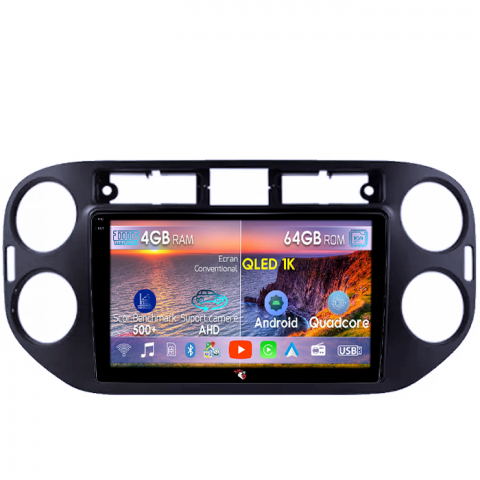 Tiguan (2007-2016) - Navigatie dedicata Volkswagen Tiguan 2007-2016, Golf 5/6+, 4GB RAM 64GB ROM, Octacore, Android 14, Display QLED 1K 9", DSP, Carplay, Android Auto, Internet, Youtube, Waze, WIFI, Bluetoot