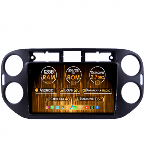 Volkswagen - Navigatie dedicata Volkswagen Tiguan 2007-2016, Golf 5/6+, Silver, 12GB RAM 256GB ROM, Android 14, Rezolutie 2K, Display QLED, 9", DSP, Carplay, Android Auto, Internet, Youtube, W