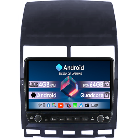 Touareg 2002-2012 - Navigatie dedicata Volkswagen Touareg 2002-2012 Tesla cu butoane rotative model 2024, 4GB RAM 64GB ROM, Procesor Quadcore, Android 14, Display QLED 10", DSP, Carplay&Android Auto