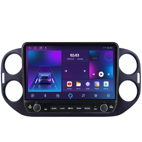 Navigatie dedicata Volkswagen Tiguan 2007-2016 Tesla cu butoane rotative model 2024, 4GB RAM 64GB ROM, Procesor Quadcore, Android 14, Display QLED 10", DSP, Carplay&Android Auto [4]