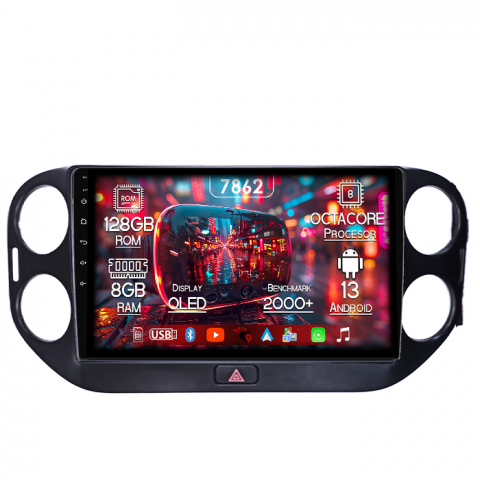 Navigatii Dedicate - Navigatie dedicata Volkswagen Tiguan 2010-2017, 8GB RAM 128GB ROM, Octacore, Platforma TS18, Android 14, Display QLED 9”, Suporta camera 360º, DSP, Carplay&Android Auto, SIM 4G, Ventilator Activ
